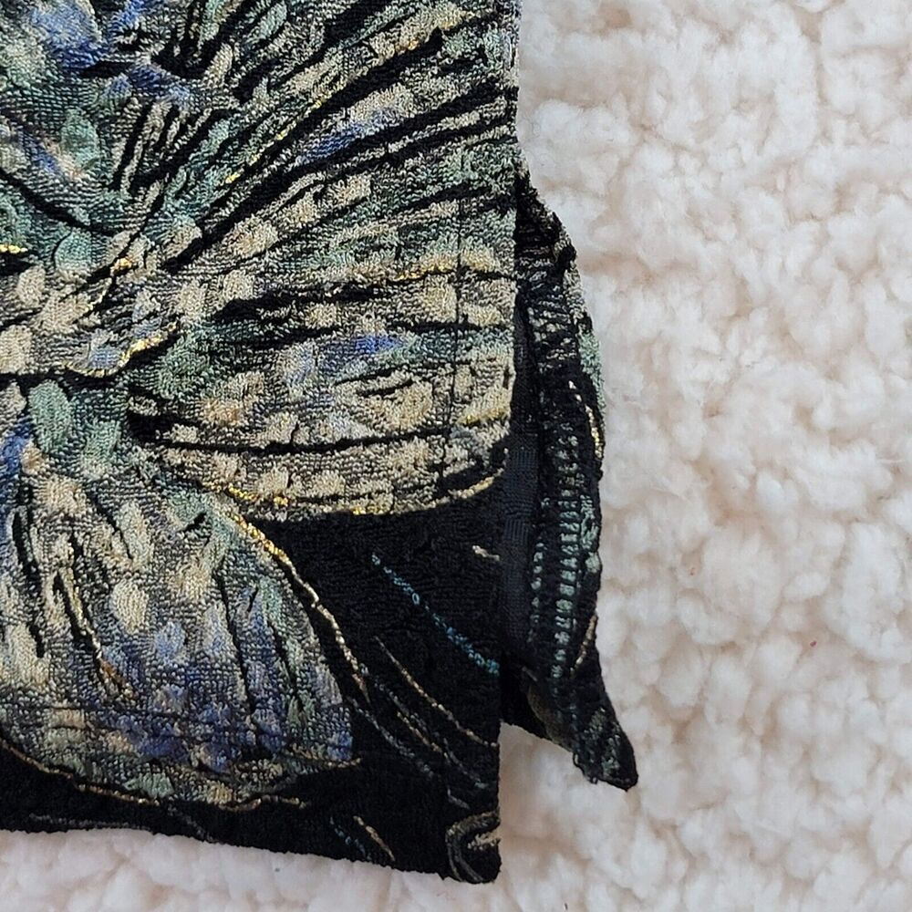 JM Collection Textured Top Womens 1X Artsy Floral Shimmer Glitter Art To Wear - Picture 13 of 16